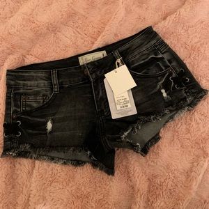 Black ripped short shorts